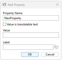 Add new propety dialog of the Context tag settings
