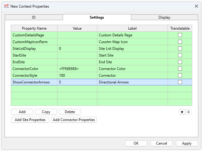 Automatically populate connector context tag properties by selecting 'Add Connector Properties'