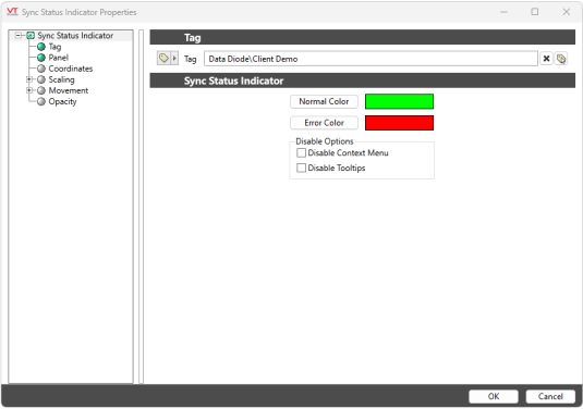 Link a tag, change the status colors or disable some options in the properties menu.