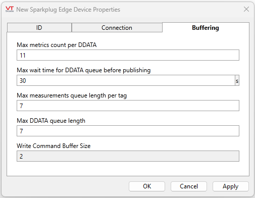 Specify parameters for queueing and sending data from Edge Devices to Edge Nodes.