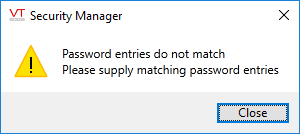Password entries do not match